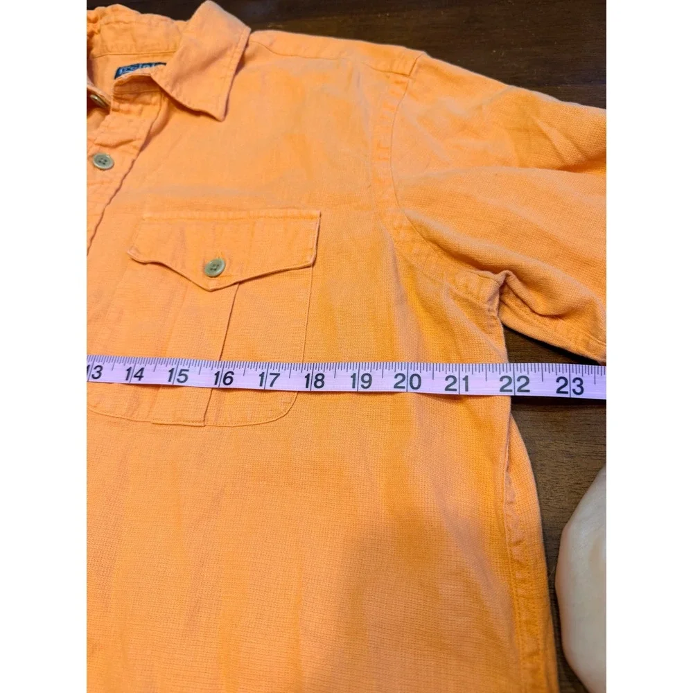 Polo Ralph Lauren Mens Linen Cotton Shirt Large Orange Short Sleeve Button Up